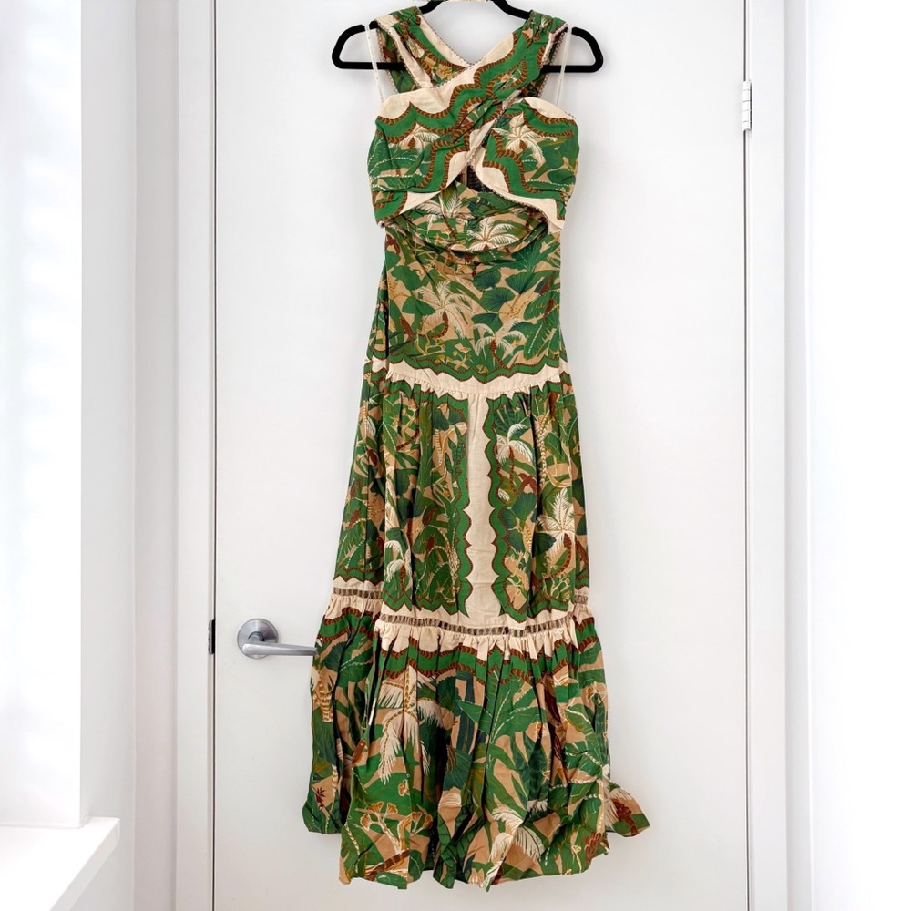 NWOT Farm Rio Beige Tropical Isla Lenzing™ Ecovero™ Euroflax™ Maxi Dress S - Picture 3 of 16